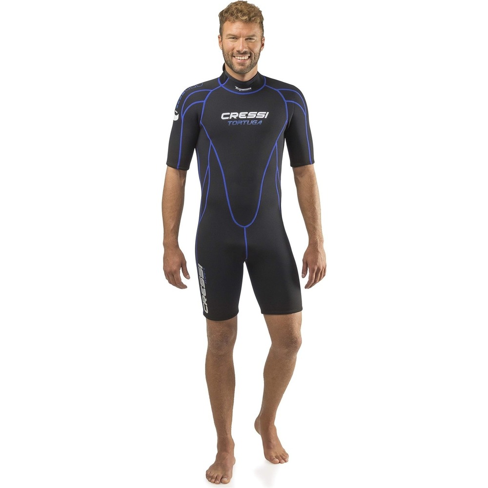 Cressi Tortuga 2.5mm Men's Shorty Wetsuit Black Blue Size Large Scuba Diving